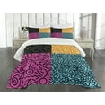 thumbnail image 3 of Ambesonne Indie Quilted Bedspread Set 3 Pcs, Eighties Funky Pop Doodle, Queen Size, Multicolor, 3 of 5