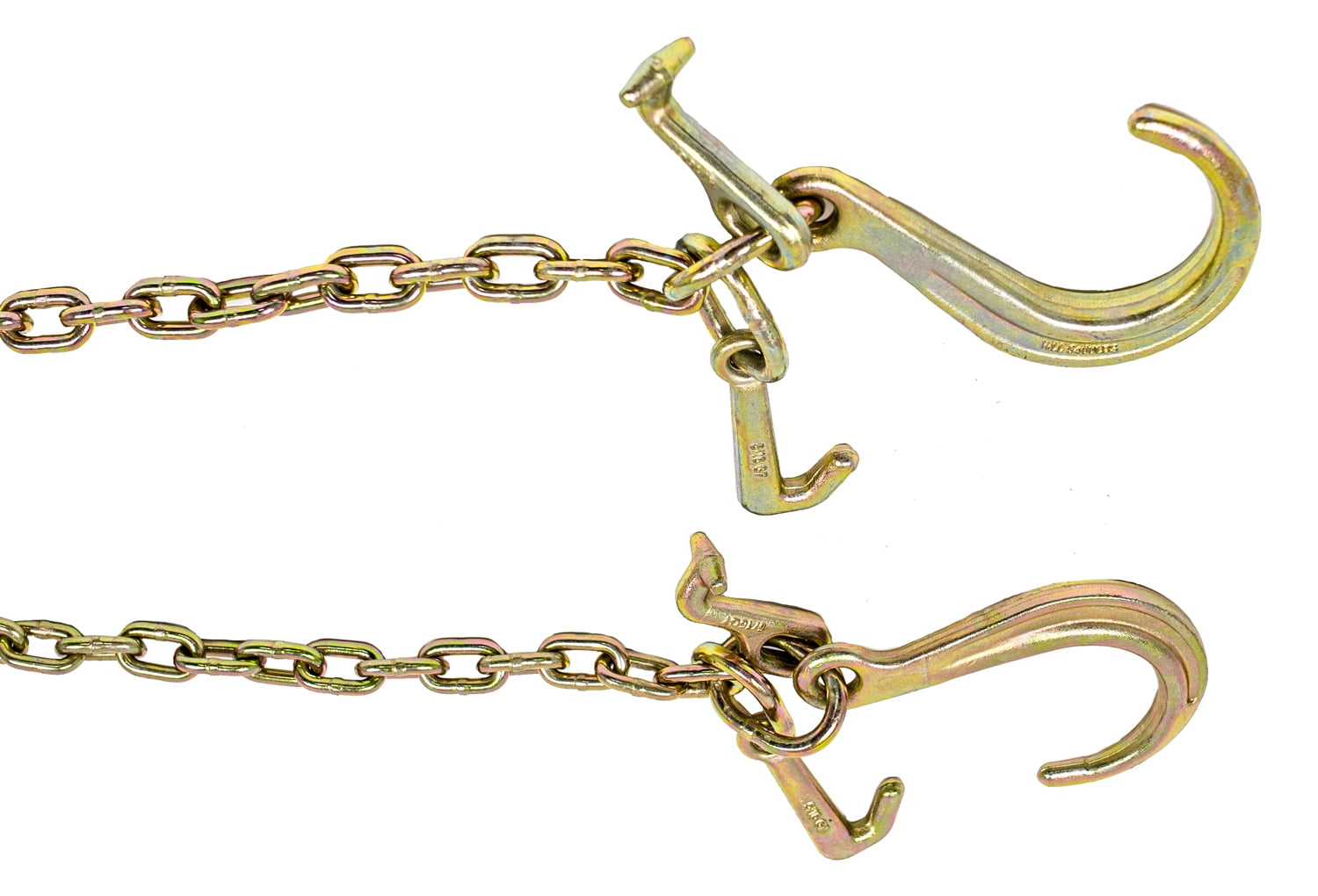 G70 V Chain Bridle w/ 8" Medium J Hooks, T- Hook & J-Hook w/ Grab Hooks 2' Legs Wrecker (2 Pack)