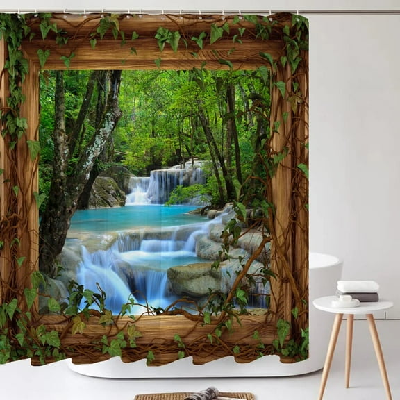 3D Waterproof Fabric Polyester Shower Curtains Patio Forest Nature Landscape Bathroom Curtains With Bathtub Decor Screen