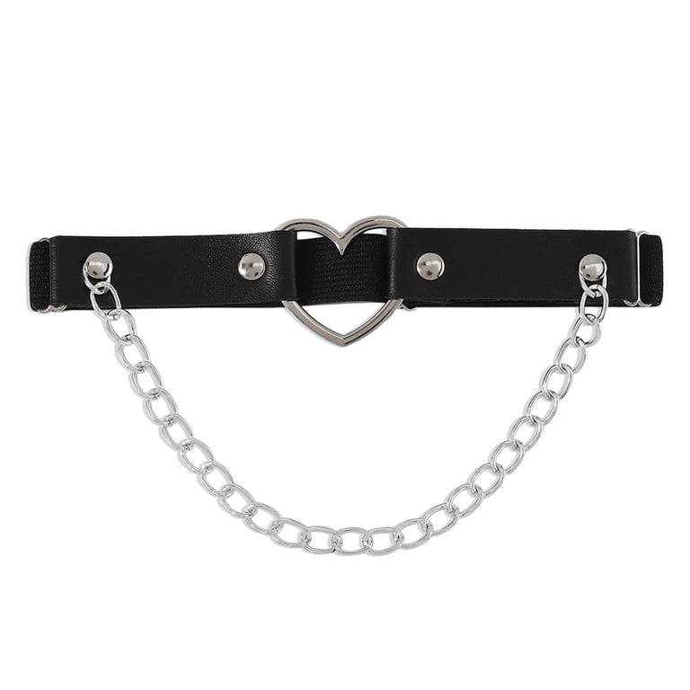 rygai Thigh Ring Black Faux Leather Strap Link Chain Gothic  display picture 1