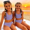 thumbnail image 5 of CCRFTGI Girls Swimsuit Size 7 2 Piece Set Swim Vacation Bikinis Beach Holiday Girls Bathing Suit Summer Cute Plaid Girls Fashion Swim Suit Kids Bikini Swimwear Purple 7-8 Years, 5 of 9