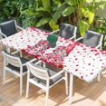 thumbnail image 2 of Valentine's Day Table Cloths for 8 Foot Rectangle Tables, Pink Love Gnomes Roses Romantic White Patio Waterproof Elastic Fitted Tablecloths, Washable Rectangular Table Cover for Camping, 2 of 8