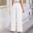 thumbnail image 6 of Dwellite Women's Wide Leg Cotton Linen Pants High Waist Straight Leg Dress Pants 2026 Casual Business Trousers with Pockets White XL, 6 of 7