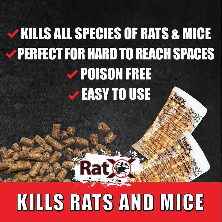 EcoClear RatX® Throw Packs Bait Pellets for Rats & Mice, Biodegradable,  Pack of 6