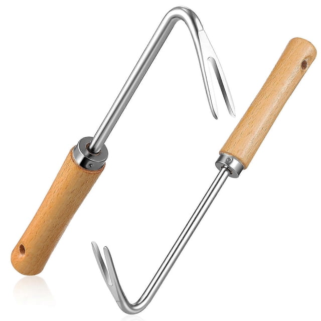 Garden Hand Weeder Tool Stainless Steel Material with Wooden Handle Suitable for Garden Outdoor Use for Plant Transplanting 1 Set