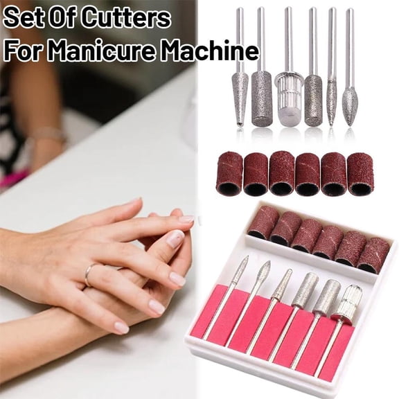 6 Pcs Nail Drill Bits Set,Nail Art Tools with Sanding BandsSet for Machine Replacement,Professional NailBits Tools Set,for Acrylic Art,Manicure & PedicureNail,Perfect for NailSalons