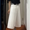thumbnail image 5 of Jean Pants For Womens Liweisiy Wide Leg Palazzo Solid Color Capri Loose Pants Trendy Casual Denim Trousers White S, 5 of 7