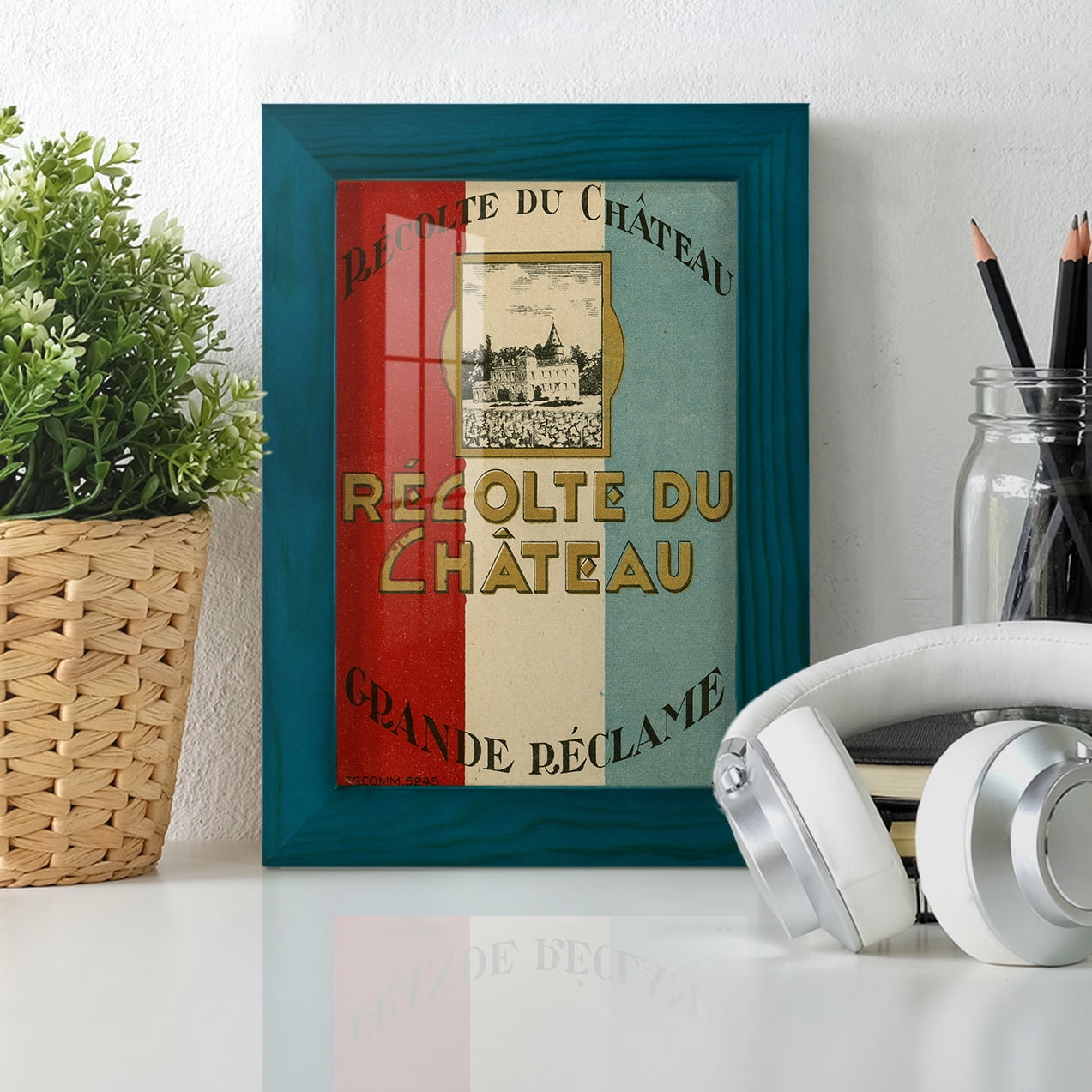 Recolte Du Chateau -Framed Print w/glass-Ocean Blue