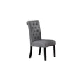 thumbnail image 2 of Modern Contemporary Set of 2pc Side Chairs Charcoal Fabric Cushion Upholstered Nailhead Trim Dining Room Chairs, 2 of 9