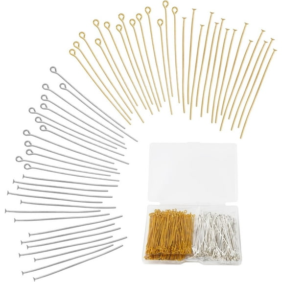 600 Pcs Head Pins Eye Pins for Jewelry Making Flat Jewelry Pin Metal Headpins 2 Inch