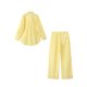 thumbnail image 4 of HH TRAF Conjunto informal de 2 piezas para mujer, camisa holgada de manga larga con solapa a rayas y botonadura sencilla, pantalones de pierna ancha con cintura elástica para mujer, 4 of 5