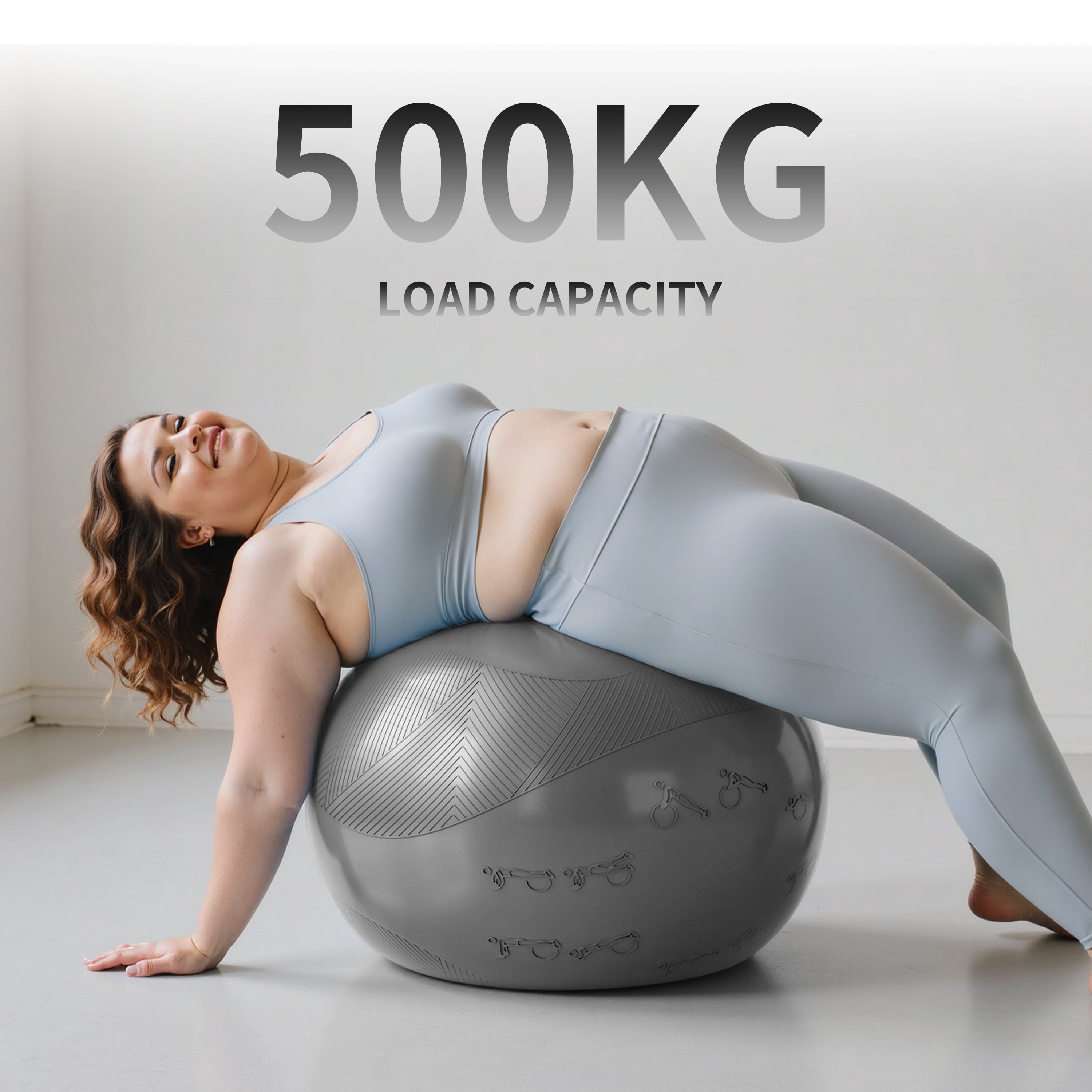 FITMIND Thick Exercise Ball with Embossed Pattern, 29in, Hand Pump, Anti-Burst, Gray