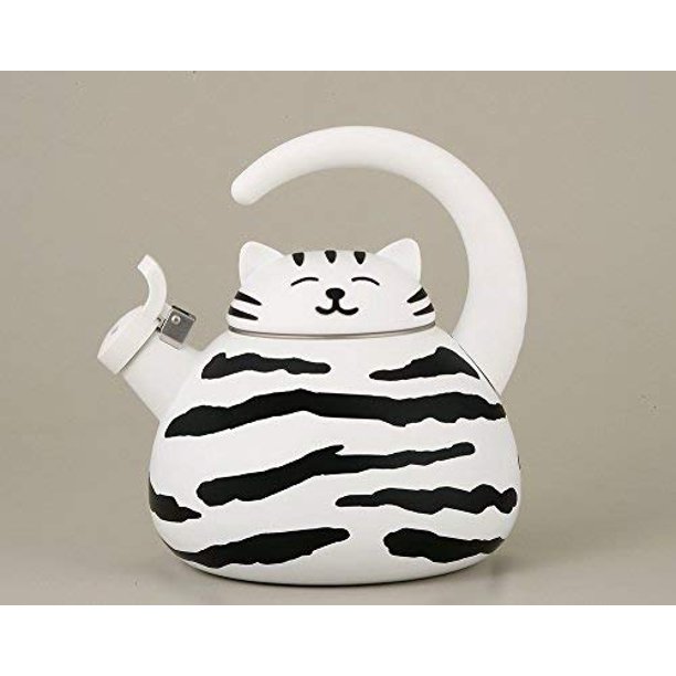 HOMEX White Cat Whistling Tea Kettle, Cute Animal Teapot, Kitchen