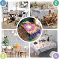 thumbnail image 4 of Rainbow Tie Dye Radial Pattern Rectangle Tablecloth 60"x84",Waterproof Polyester Rectangle Table Cloth, Wipeable Spillproof Polyester Tablecloth for Dining, Camping, Indoor and Outdoor, 4 of 5