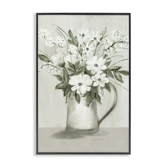 Stupell Industries Country Pitcher Bouquet Plants & Flowers Painting Black Framed Art Print Wall Art, 12 x 18