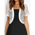 thumbnail image 2 of Womens Short Sleeve Shrug Open Front Floral Lace Summer Sheer Cropped Cardigan White M, 2 of 6