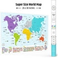 thumbnail image 3 of Colorful World Map with Flags & Capitals + 50 Interesting Facts - XL Wall Art Poster for Home & Classroom, 3 of 7