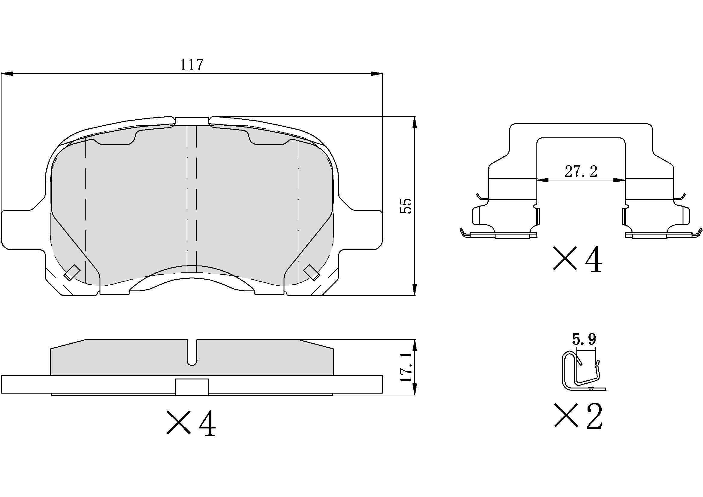 UltraHC 700 Brake Pad Set, Front HC7.0741.0.C, Toyota Corolla 2002-1998