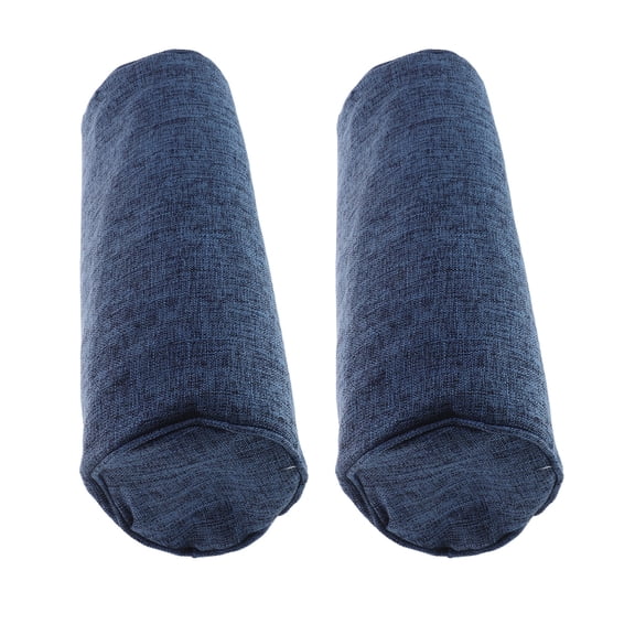 POPETPOP Round Cylindrical Pillow Cover Blue Cotton Linen for Replacement 2Pcs