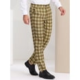 thumbnail image 2 of Unique Bargains Men's Dress Plaid Pants Casual Flat Front Stretch Checked Trousers 38 Brown White, 2 of 6