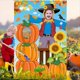 thumbnail image 2 of Fondo de Fotografía de Acción de Gracias, Fondo de Foto de Calabaza, Decoración de Cosecha de Otoño, Fondo de Espantapájaros Grande, 2 of 5