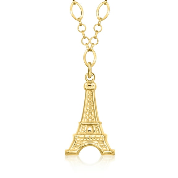 Ross-Simons Italian 18kt Gold Over Sterling Eiffel Tower Necklace, Women's, Adult