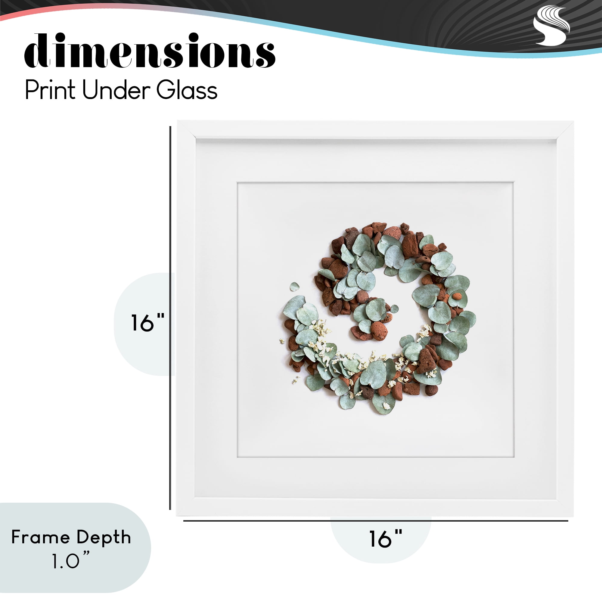 Stupell Industries Eucalyptus & Pebbles Spiral White Framed Print Under Glass, design by Beth Adoette