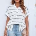 thumbnail image 4 of EQWLJWE Hauts d'Été pour Femmes Hauts pour Femmes en Liquidation Chemise à Rayures Fines à Manches Courtes Col en V Grand, 4 of 6