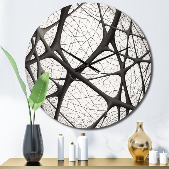 Designart "Minimalism in Black and White IX" Abstract Shapes Oversized Wall Clock