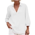 thumbnail image 2 of Jacenvly Hauts à Manches Longues pour Femmes Liquidation Chemise à Manches Longues Col Porte Tube Régulier Couleur Unie Haut pour Femmes Chemise Hauts pour Femmes Liquidation, 2 of 8