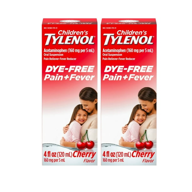 Tylenol Children's Pain + Fever Medicine, DyeFree, Cherry (4 Ounce, 2