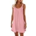 thumbnail image 1 of Vestido holgado con tirantes estilo playa para mujer: vestido de verano ligero y elástico con cuello en V, 1 of 5
