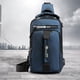 thumbnail image 4 of Mochila bandolera para hombre mujer | Bolsa de pecho ajustable para el hombro con orificio para auriculares | Poliéster ligero | Tamaño compacto para tabletas de 7,9" | Azul Caqui Gris Oscuro | 11,8, 4 of 7