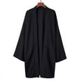 thumbnail image 4 of Men Black Samurai Robe Loose Asian Traditional Beach Kimono Sunscreen Coat, 4 of 6