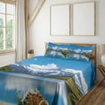 thumbnail image 3 of Ambesonne Winter Fitted & Top Sheet Set with Shams, Snow Frozen Lake Swiss, Blue Green White, 3 of 8