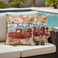 thumbnail image 4 of Red Truck Fall Outdoor Waterproof Pillow Covers, Thanksgiving Botanical Pumpkins Leaves Wooden Decorative Square Throw Pillowcase Sofa Cushion Sham for Patio/Couch/Chair, 26"x26" 2 Pack, 4 of 8