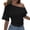 Black, variant on Summer Smocked Sleeveless Blouse Off Shoulder Ruffled Waist Tie Slim Fit Casual Top Long Sleeve Tees for Women T Shirt Women Summer Casual Raglan Tee