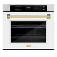 thumbnail image 2 of ZLINE 30" Autograph Single Wall Oven with Air Fry and Self-Clean in DuraSnowÂ® Stainless Steel with White Matte Door and Gold Handle, WASSZ-WM-30-G, 2 of 2