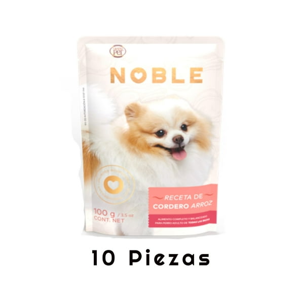 Alimento Húmedo Noble Receta Cordero y Arroz Sobre De 100 G (Caja Con 10 Piezas)