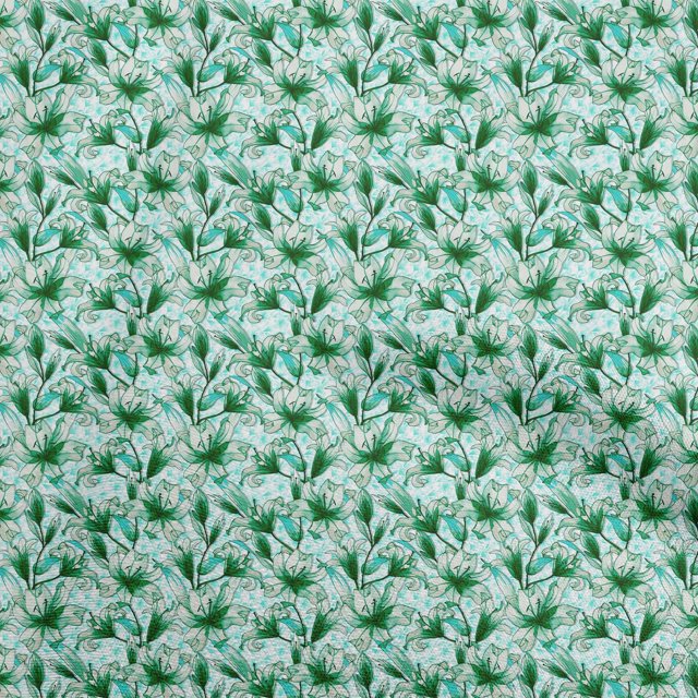 oneOone Rayon Green Fabric Floral Craft Projects Decor Fabric Printed By The Yard 56 Inch Wide