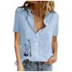 thumbnail image 1 of Gibobby Playera de Manga Corta con Cuello Redondo Algodón Casual Suelto Personalidad Impreso Solapa Botón Manga Corta(Azul,M), 1 of 4