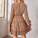thumbnail image 2 of Vestido Midi Fluido Para Mujer, Agradable A La Piel, Cuello En V, Manga Larga, Vestido De Columpio, Suave Y Cómodo Para El Club, 2 of 6