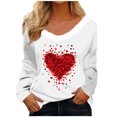 thumbnail image 3 of Inverlee Valentine's Day Shirts Women Plus Size Love Heart Print Tees Work Long Sleeve Blouse V Neck Holiday T-shirt Tops Valentines Day Gifts for Teen Girls, 3 of 5