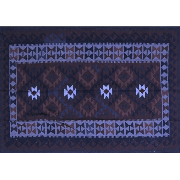 Ahgly Company Indoor Rectangle Southwestern Blue Country Area Rugs, 7' x 10'