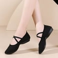 thumbnail image 4 of Black Women'S Full Coverage Canvas Dance Shoes With Mid Heel For Practice And Performance, 4 of 9