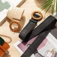 thumbnail image 4 of Pieces Women Straw Woven Elastic Stretch Waist Belt Skinny Dress Braided Waist Belt with Wooden Style Buckle, 4 of 5
