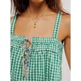 thumbnail image 6 of Women Y2k Tank Top Spaghetti Strap Peplum Camisole Sleeveless Tie Front Ruffle Hem Top Streetwear Emerald Green L, 6 of 8