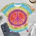 thumbnail image 2 of IDOCLOTHES Womens Hippie T Shirts 60s 70s Tie Dye Hippie T-Shirts Peace Love Tshirts Vintage Graphic Tees for Women Going Out Tops Green, S, 2 of 5