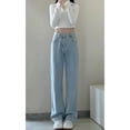 thumbnail image 1 of Pantalones vaqueros rectos ligeros para mujer, Jeans bombachos hasta el tobillo, cintura alta, pierna ancha, sueltos, XS, 1 of 4