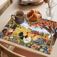 thumbnail image 3 of Orange Vintage Rooster Placemats Set of 12 Farmhouse Animals Spring Floral Place Mats Indoor Wipeable Table Mats Washable Cloth Dining Table Placemats for Kitchen Holiday Party Home Decor 13x19 Inch, 3 of 9